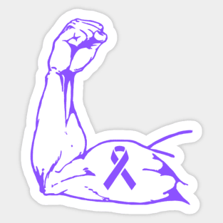 Flexing arm with Purple Awareness ribbon Sticker